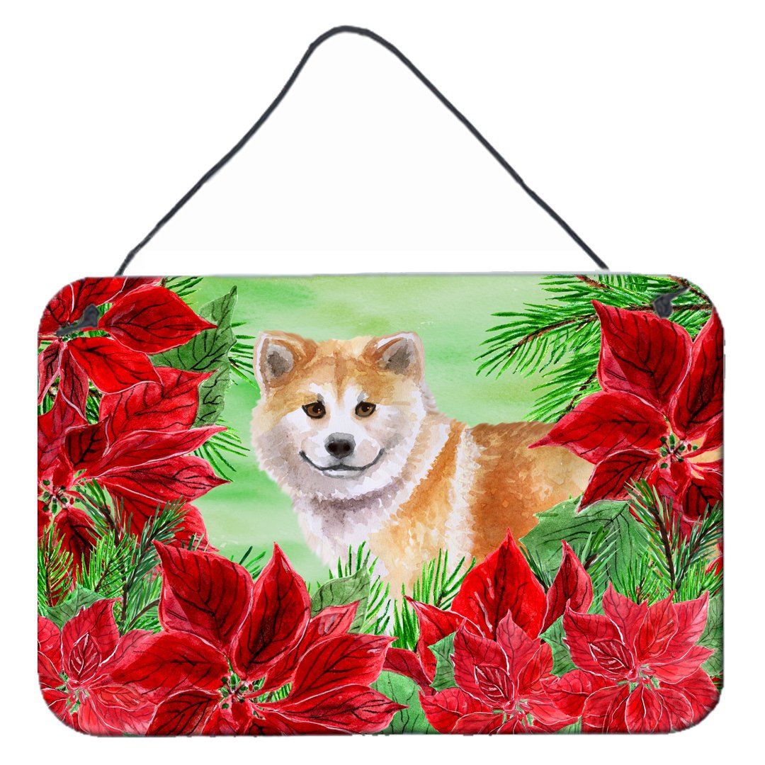 Shiba Inu Poinsettas Wall or Door Hanging Prints CK1326DS812 by Caroline&#39;s Treasures