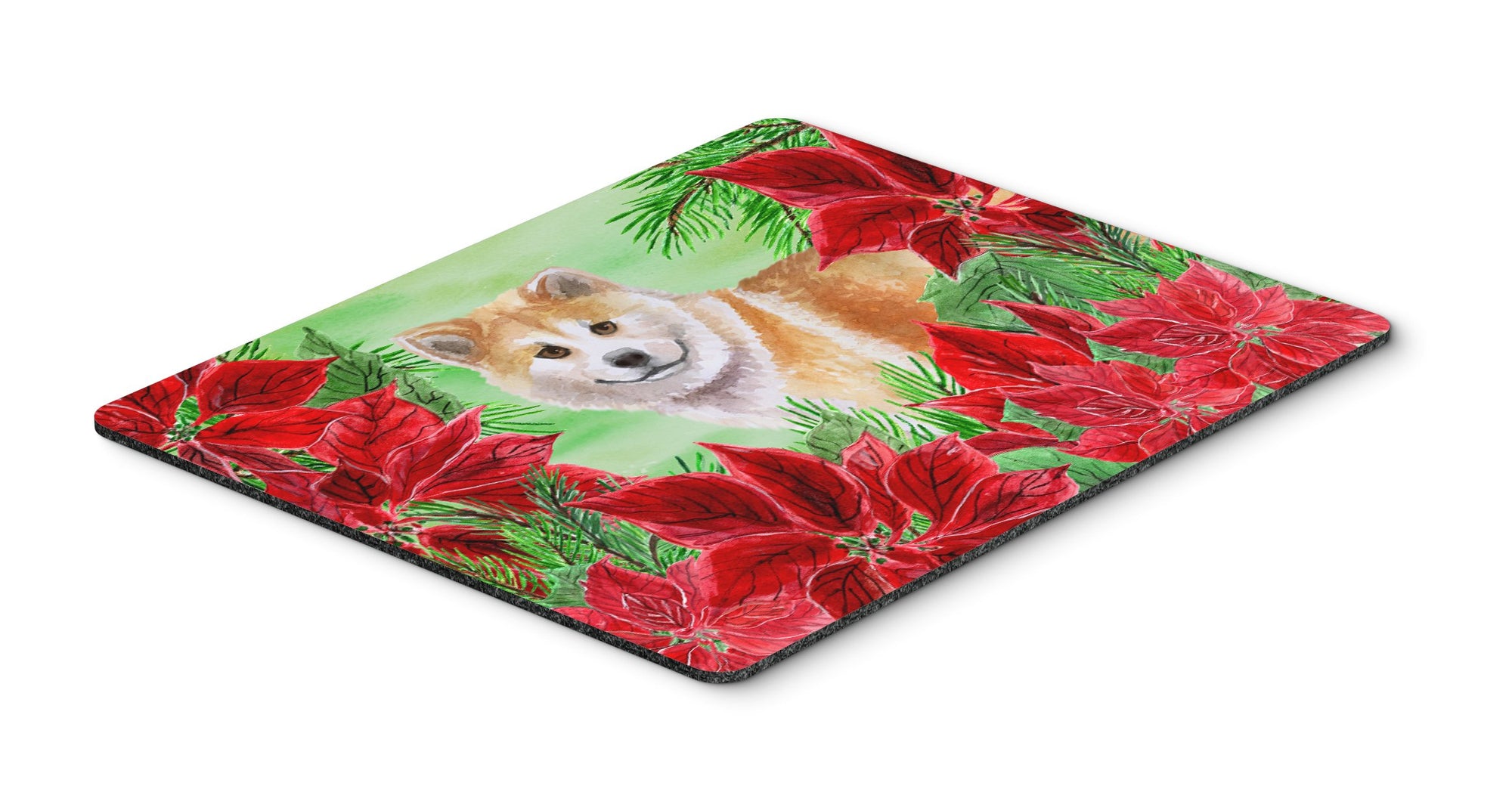 Shiba Inu Poinsettas Mouse Pad, Hot Pad or Trivet CK1326MP by Caroline's Treasures