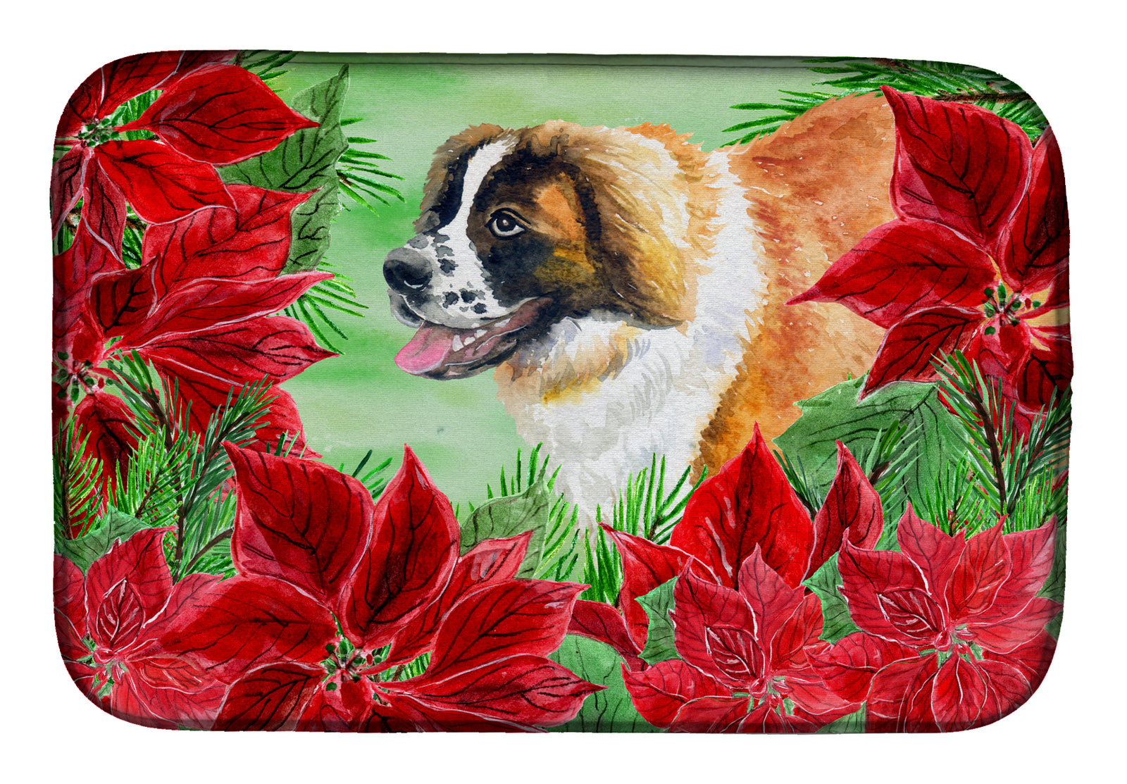 Saint Bernard Poinsettas Dish Drying Mat CK1327DDM  the-store.com.