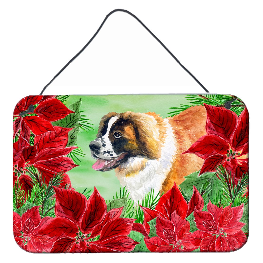 Saint Bernard Poinsettas Wall or Door Hanging Prints CK1327DS812 by Caroline's Treasures