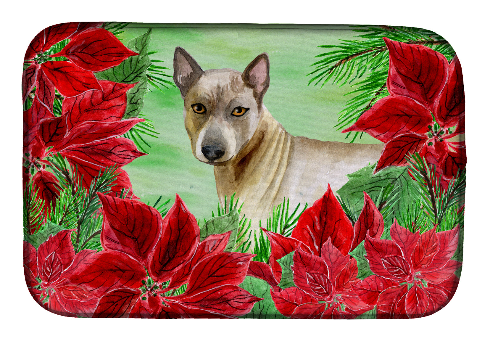 Thai Ridgeback Poinsettas Dish Drying Mat CK1328DDM  the-store.com.