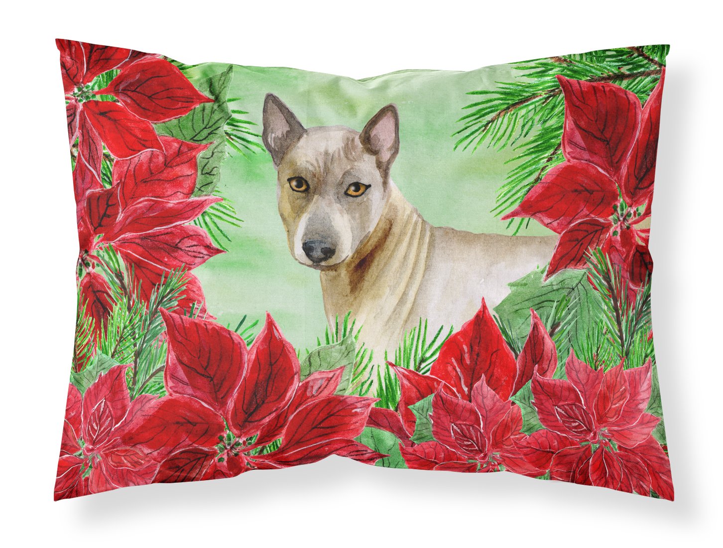 Thai Ridgeback Poinsettas Fabric Standard Pillowcase CK1328PILLOWCASE by Caroline's Treasures