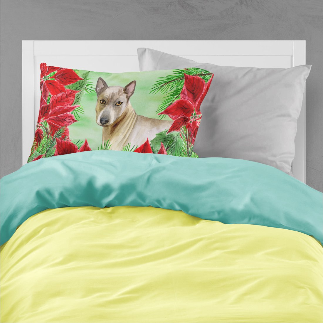 Thai Ridgeback Poinsettas Fabric Standard Pillowcase CK1328PILLOWCASE by Caroline's Treasures