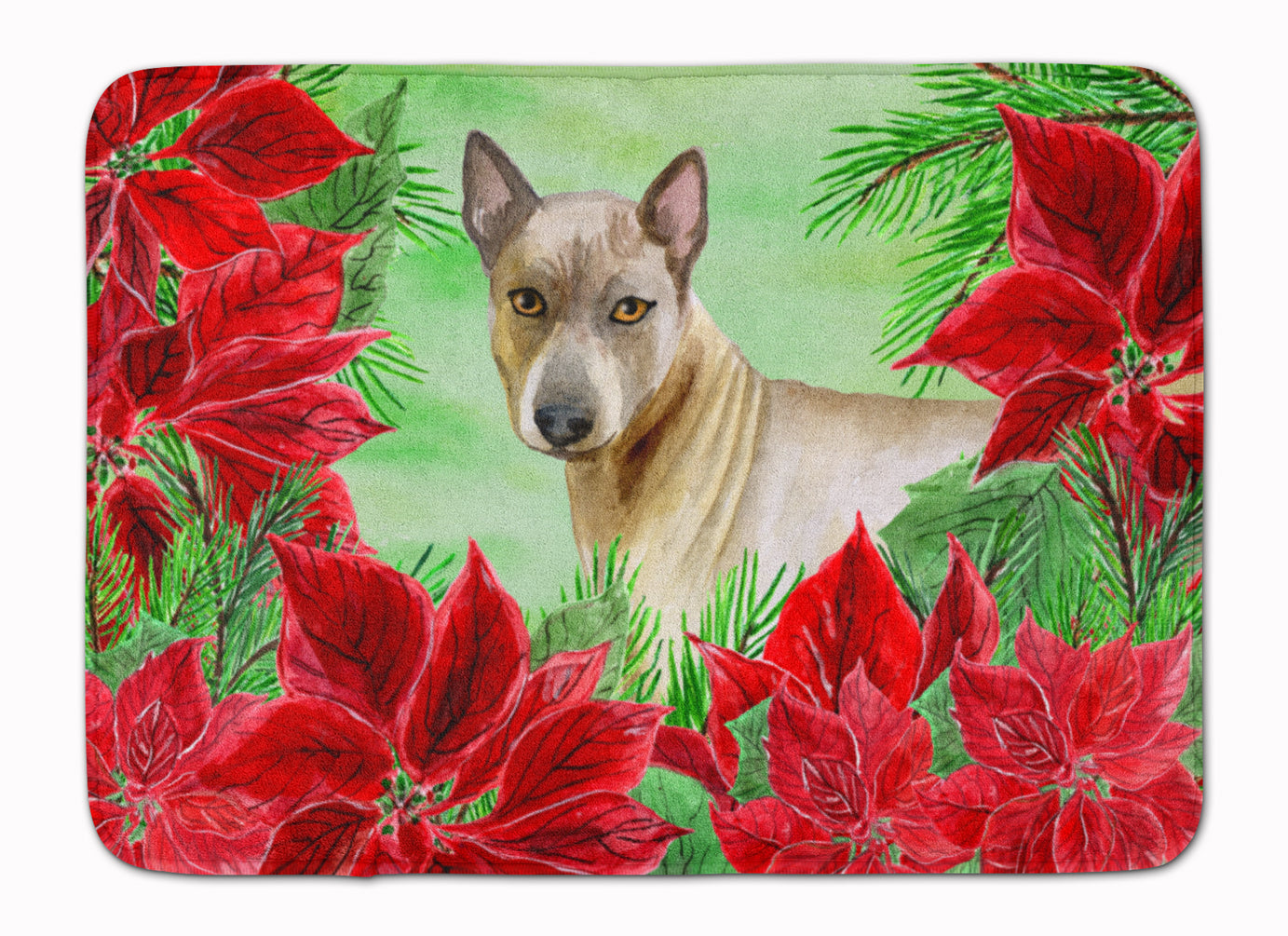 Thai Ridgeback Poinsettas Machine Washable Memory Foam Mat CK1328RUG - the-store.com