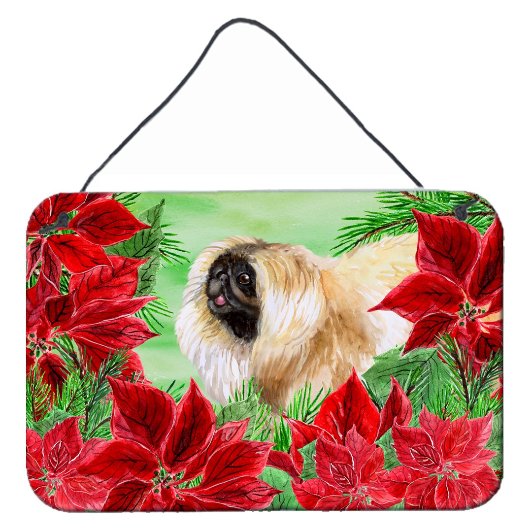 Pekingese Poinsettas Wall or Door Hanging Prints CK1329DS812 by Caroline&#39;s Treasures