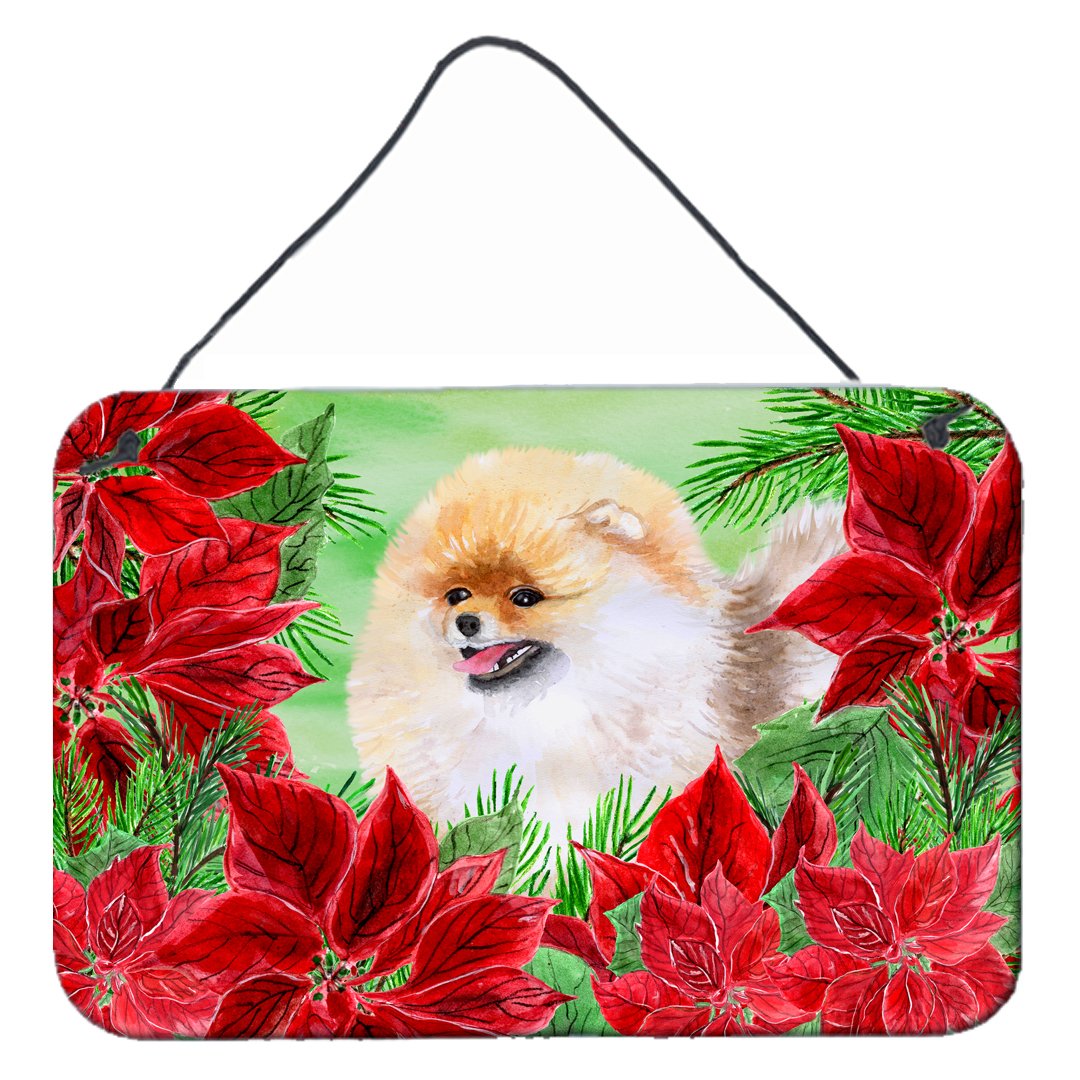 Pomeranian Poinsettas Wall or Door Hanging Prints CK1330DS812 by Caroline&#39;s Treasures