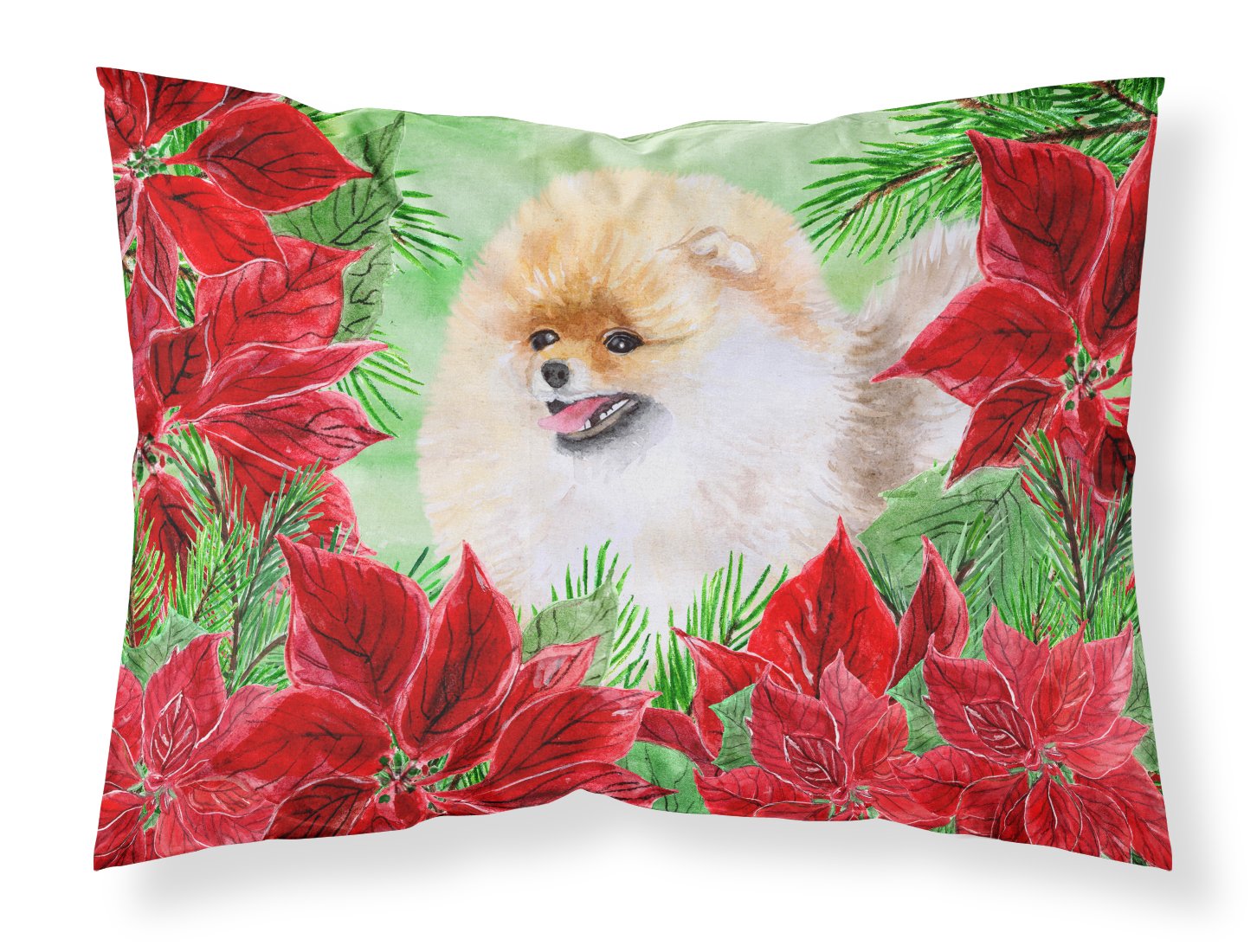 Pomeranian Poinsettas Fabric Standard Pillowcase CK1330PILLOWCASE by Caroline's Treasures