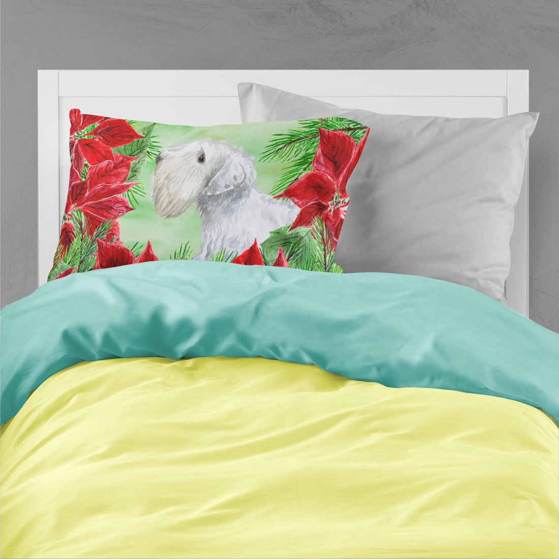 Sealyham Terrier Poinsettas Fabric Standard Pillowcase CK1332PILLOWCASE by Caroline's Treasures