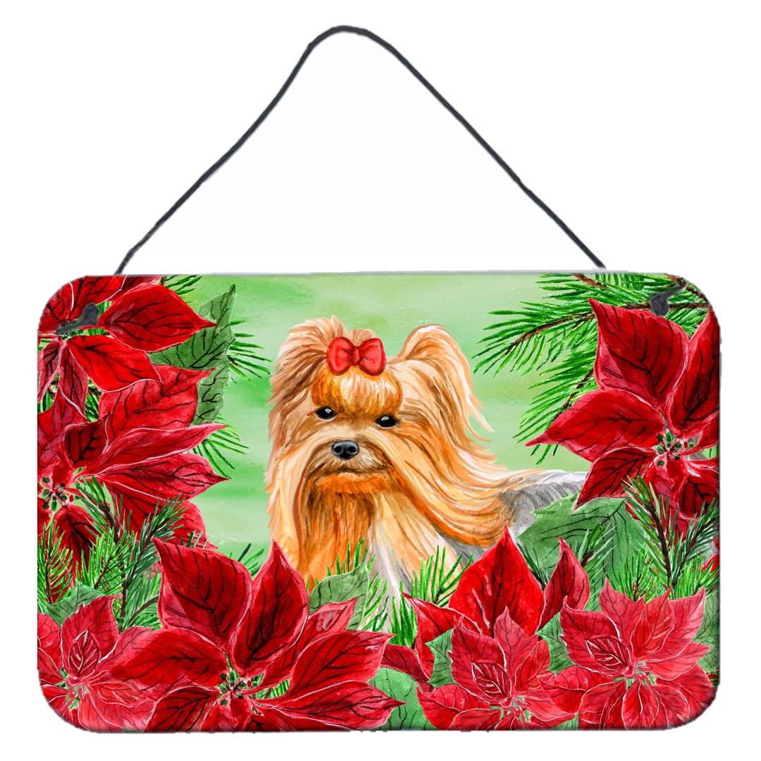 Yorkshire Terrier Poinsettas Wall or Door Hanging Prints CK1333DS812 by Caroline's Treasures