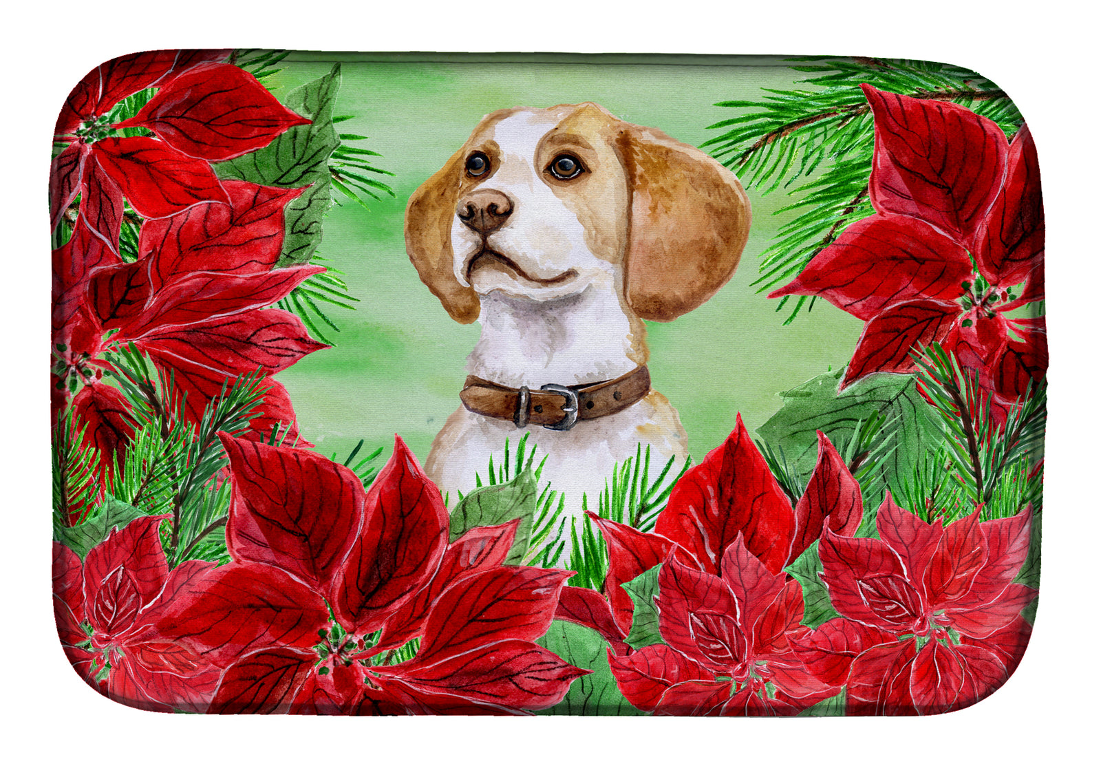 Beagle Poinsettas Dish Drying Mat CK1334DDM  the-store.com.