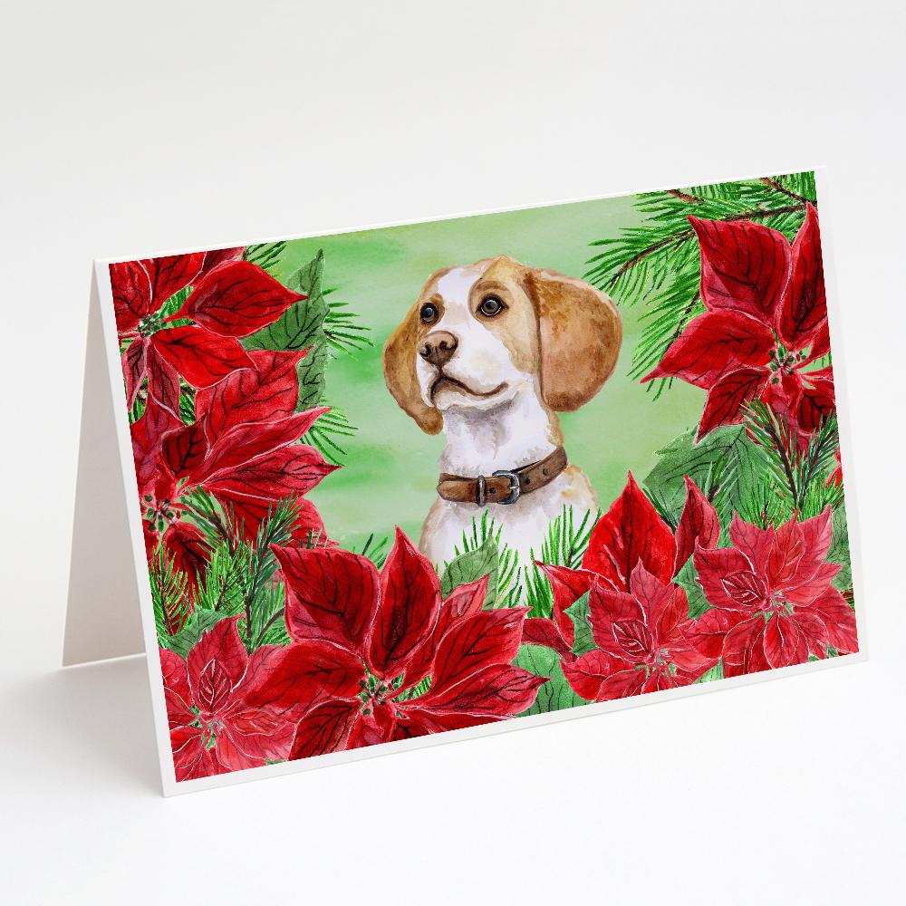 Buy this Beagle Poinsettas Greeting Cards and Envelopes Pack of 8