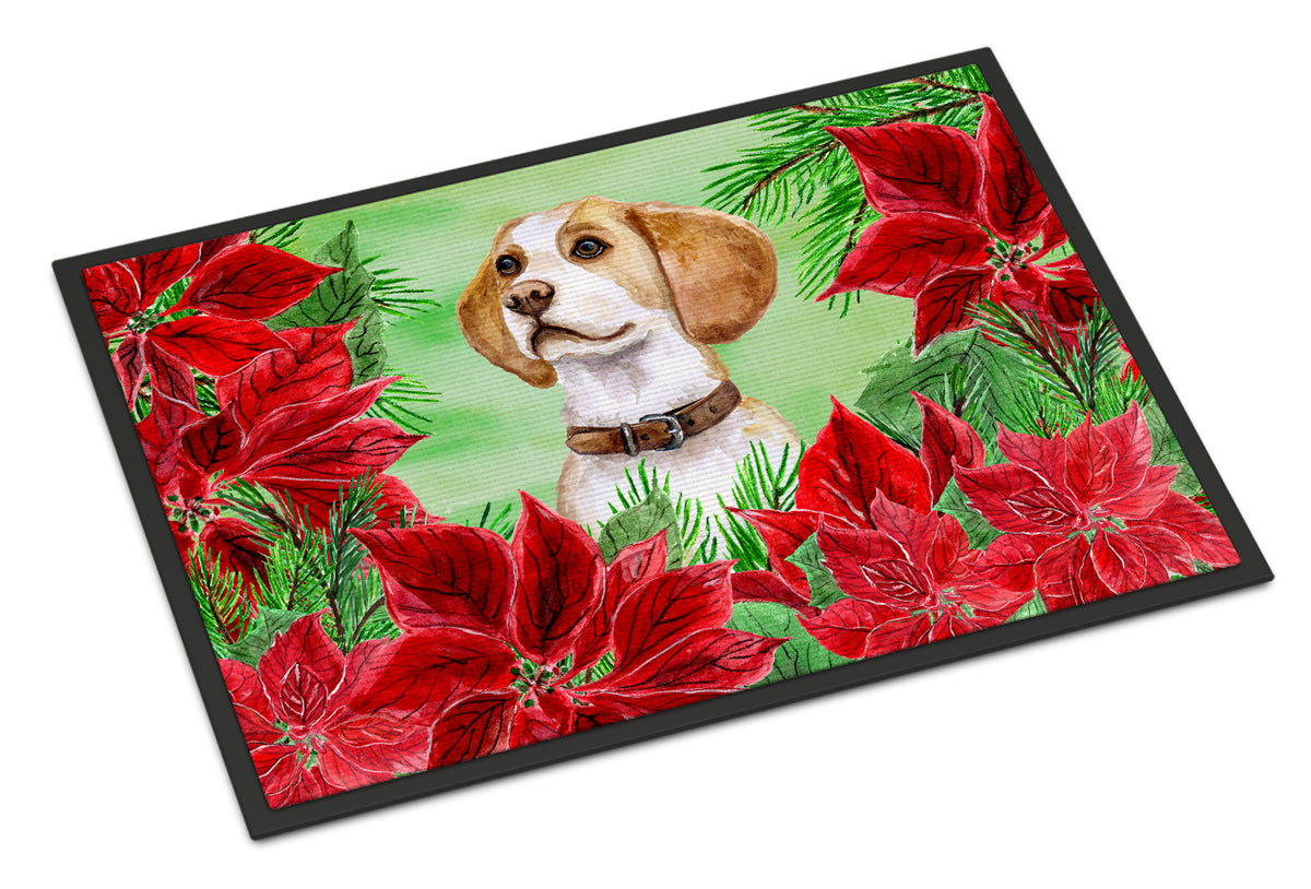 Beagle Poinsettas Indoor or Outdoor Mat 18x27 CK1334MAT - the-store.com