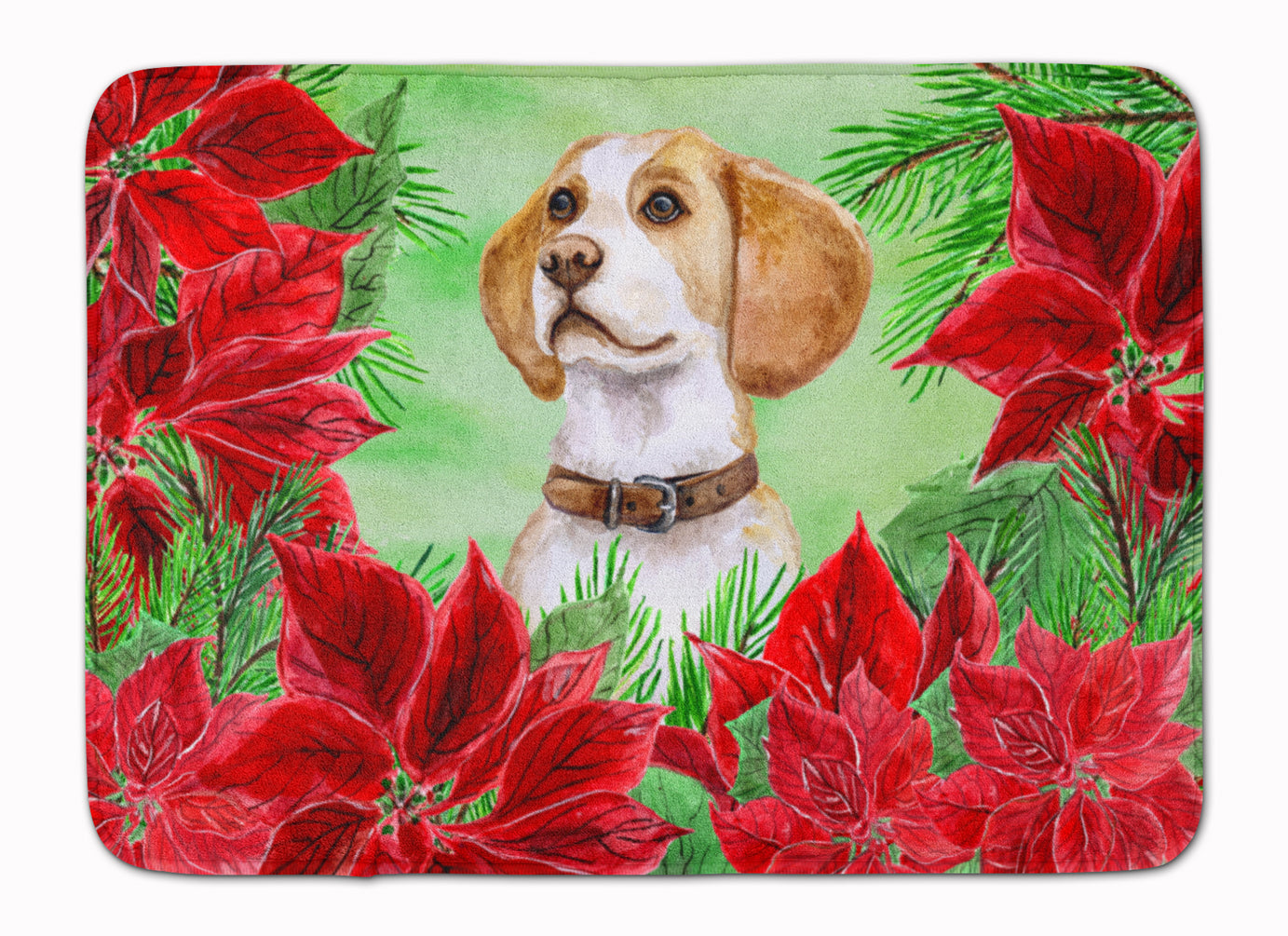 Beagle Poinsettas Machine Washable Memory Foam Mat CK1334RUG - the-store.com