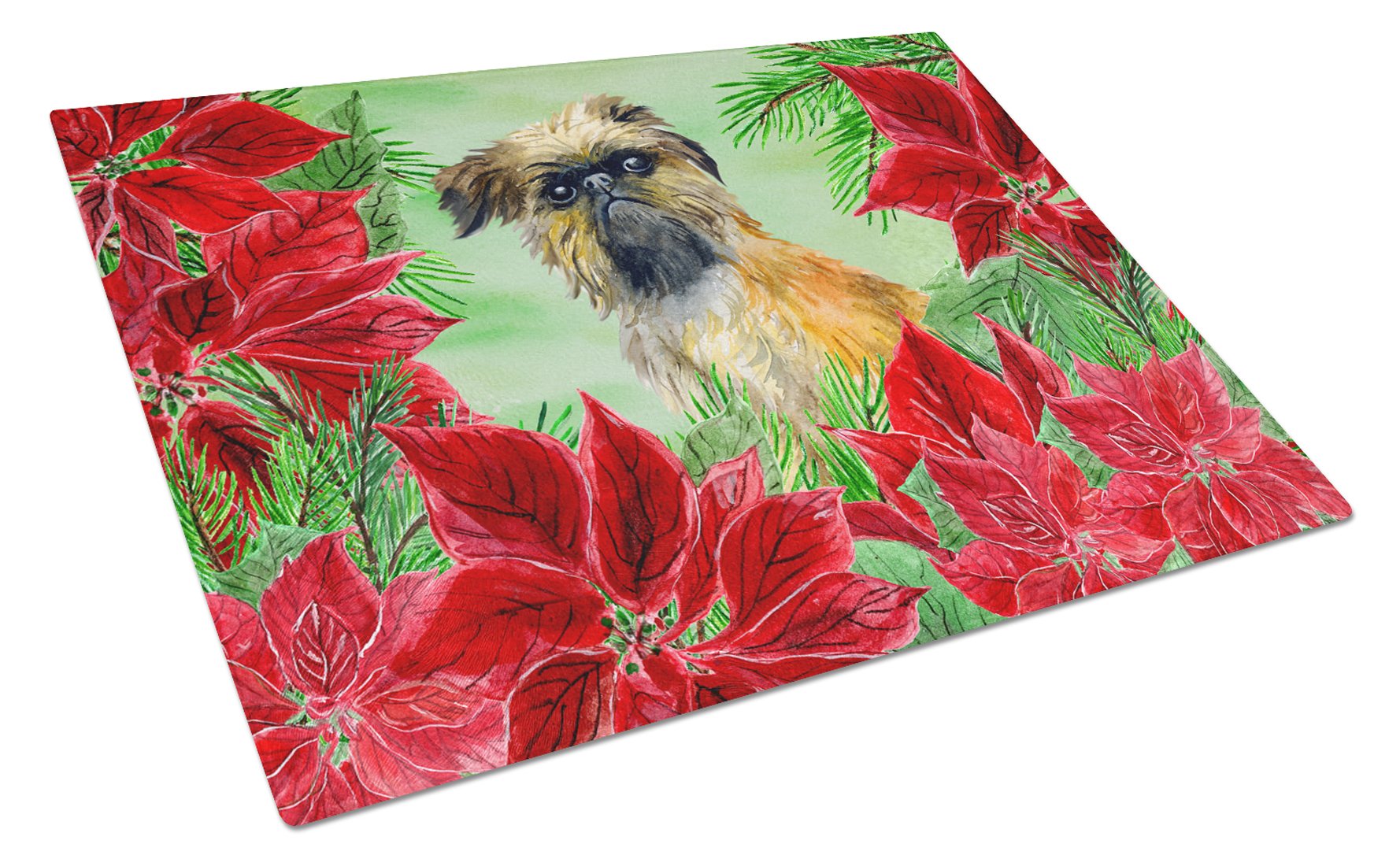 Brussels Griffon Poinsettas Glass Cutting Board Large CK1335LCB by Caroline's Treasures