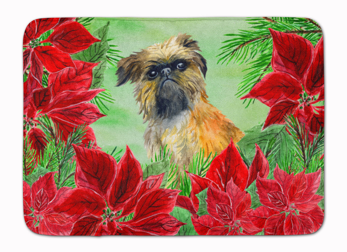 Brussels Griffon Poinsettas Machine Washable Memory Foam Mat CK1335RUG - the-store.com