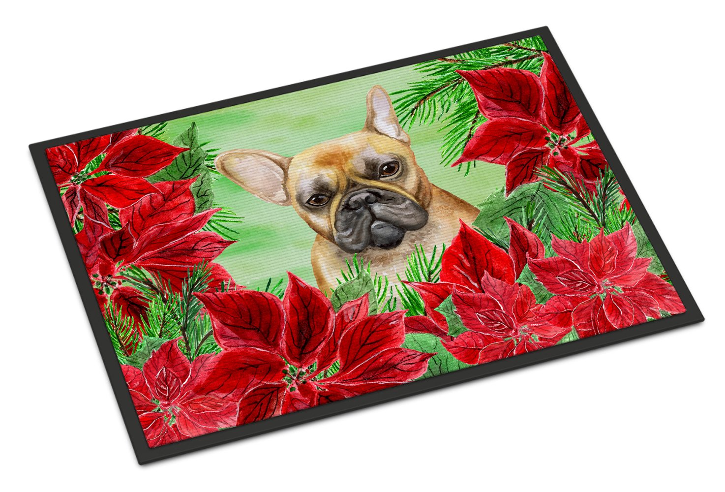 French Bulldog Poinsettas Indoor or Outdoor Mat 24x36 CK1336JMAT by Caroline's Treasures