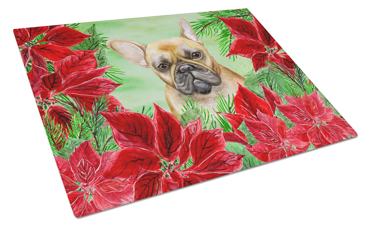 French Bulldog Poinsettas Glass Cutting Board Large CK1336LCB by Caroline&#39;s Treasures