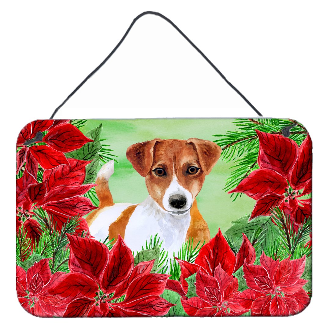 Jack Russell Terrier Poinsettas Wall or Door Hanging Prints CK1337DS812 by Caroline&#39;s Treasures