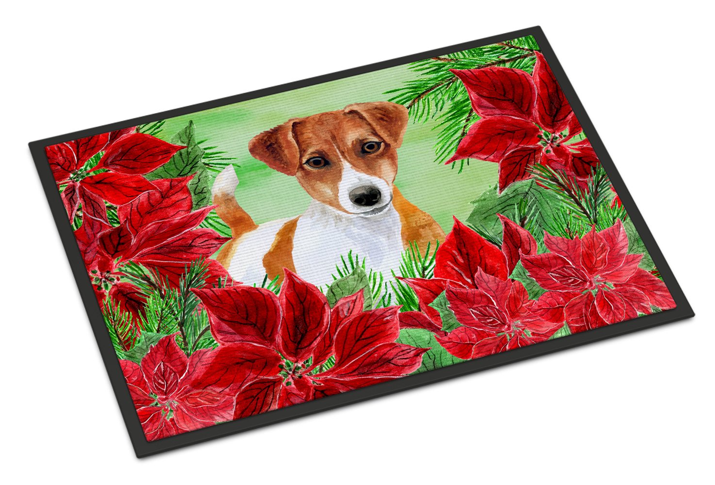 Jack Russell Terrier Poinsettas Indoor or Outdoor Mat 24x36 CK1337JMAT by Caroline's Treasures