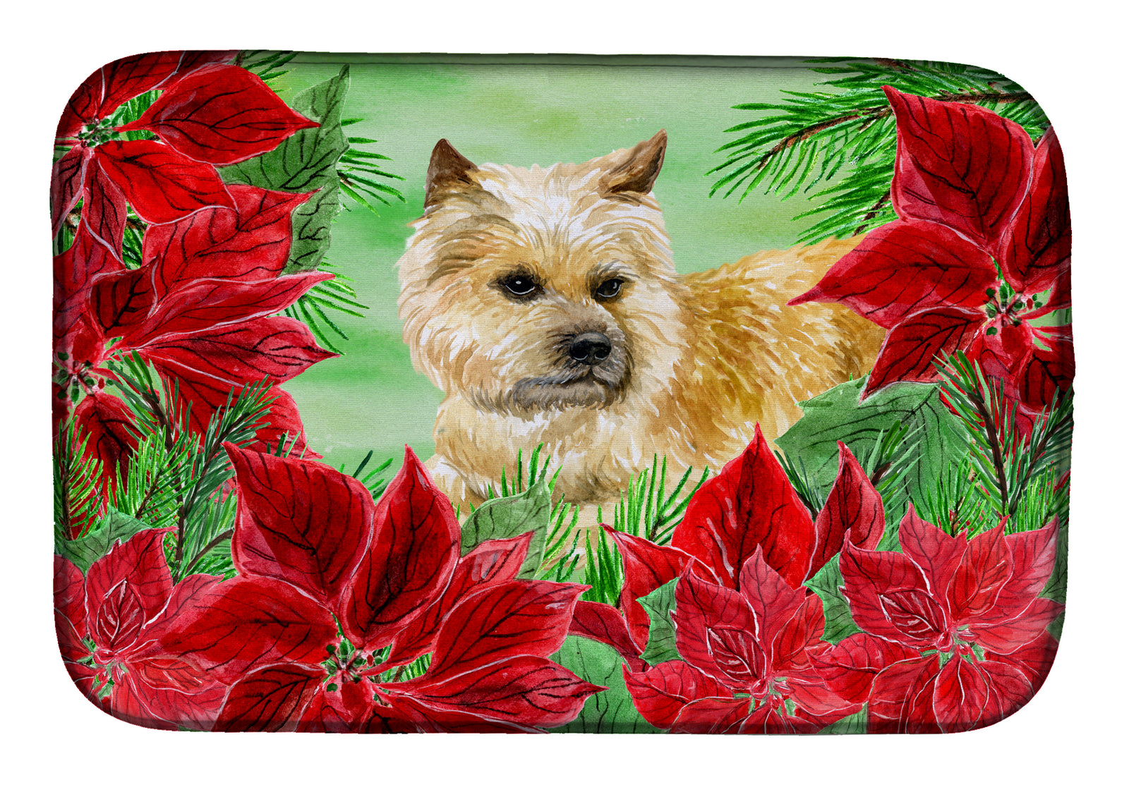 Cairn Terrier Poinsettas Dish Drying Mat CK1338DDM  the-store.com.