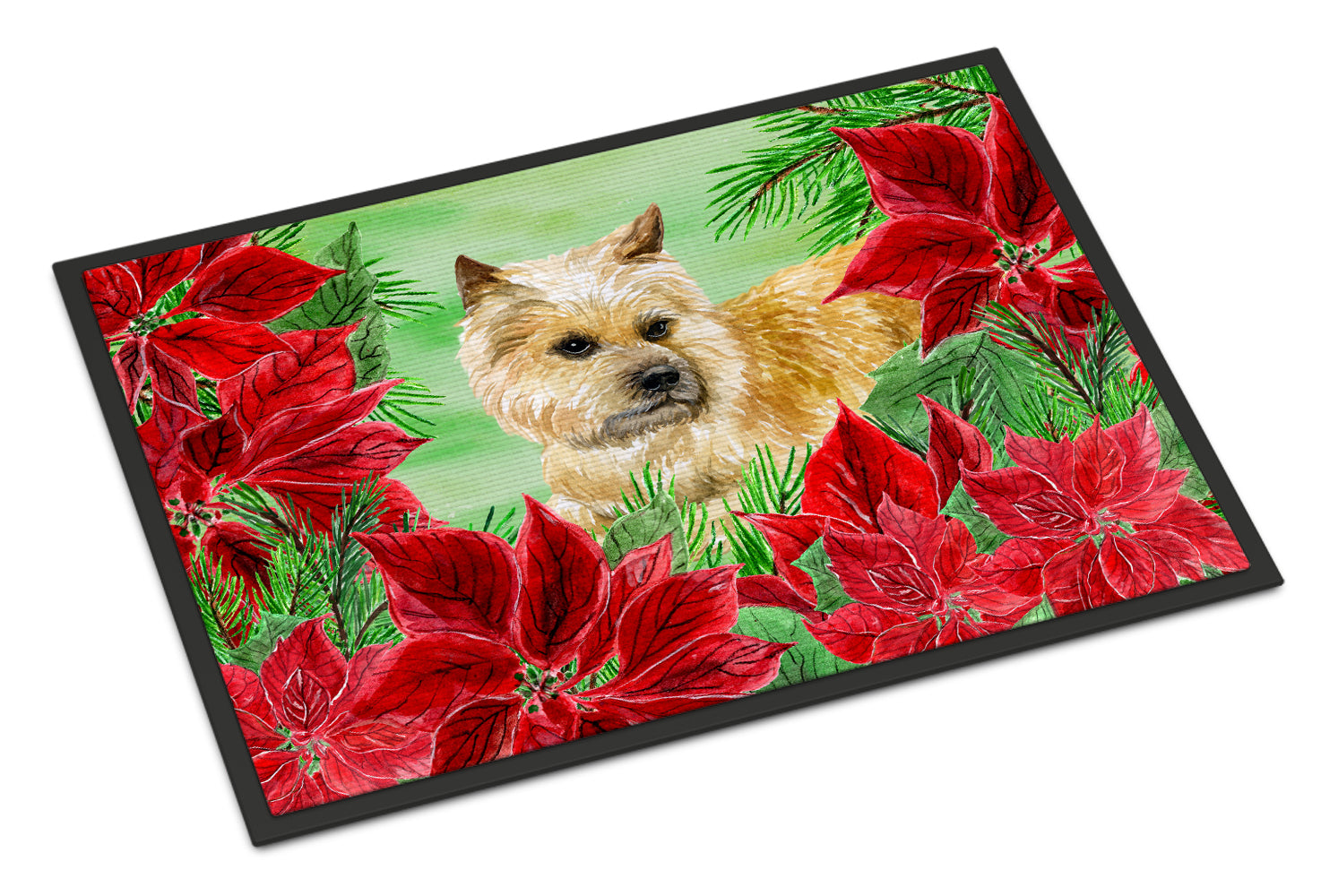 Cairn Terrier Poinsettas Indoor or Outdoor Mat 18x27 CK1338MAT - the-store.com