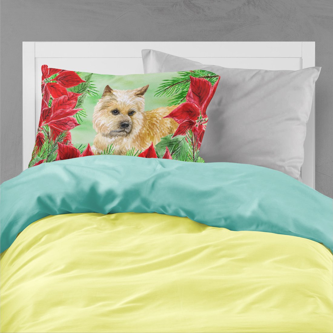 Cairn Terrier Poinsettas Fabric Standard Pillowcase CK1338PILLOWCASE by Caroline's Treasures