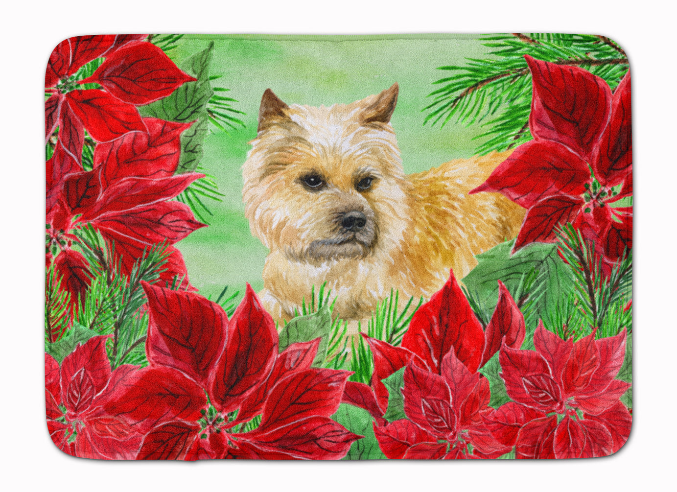 Cairn Terrier Poinsettas Machine Washable Memory Foam Mat CK1338RUG - the-store.com