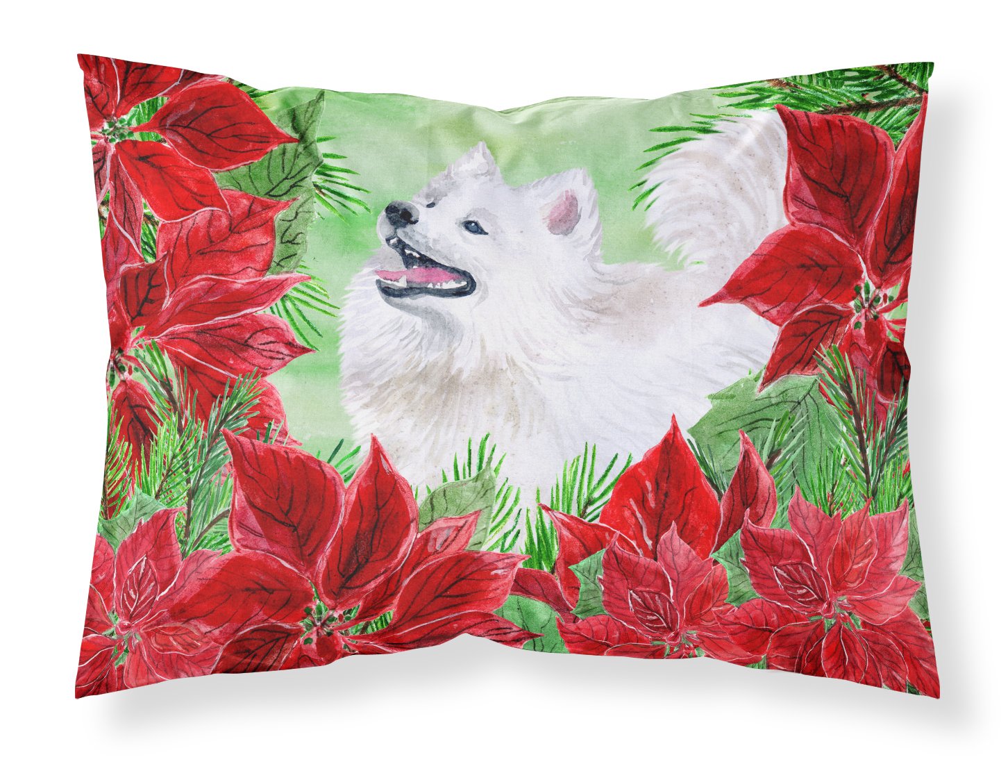 Samoyed Poinsettas Fabric Standard Pillowcase CK1339PILLOWCASE by Caroline's Treasures