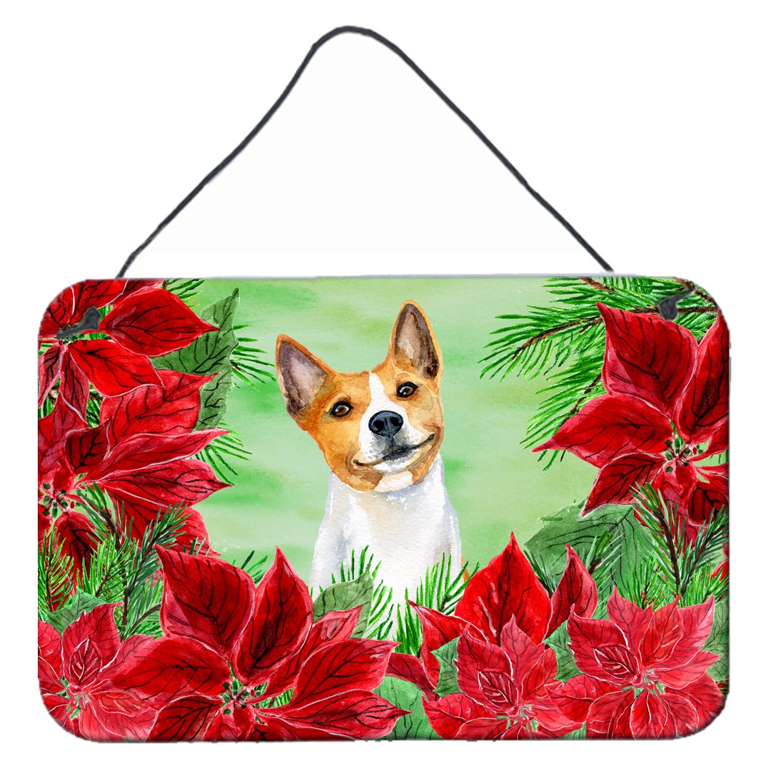 Basenji Poinsettas Wall or Door Hanging Prints CK1340DS812 by Caroline's Treasures