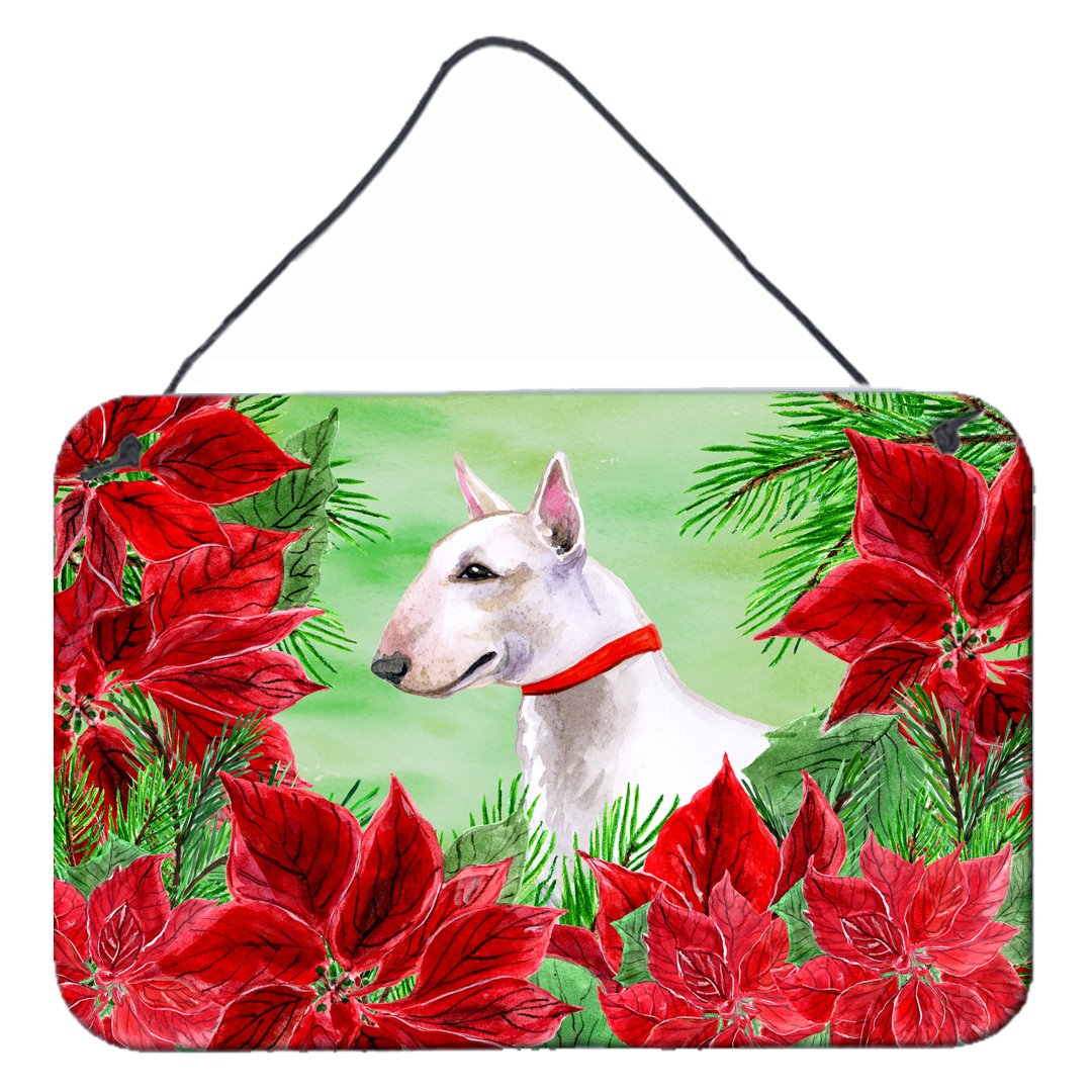 Bull Terrier Poinsettas Wall or Door Hanging Prints CK1341DS812 by Caroline's Treasures