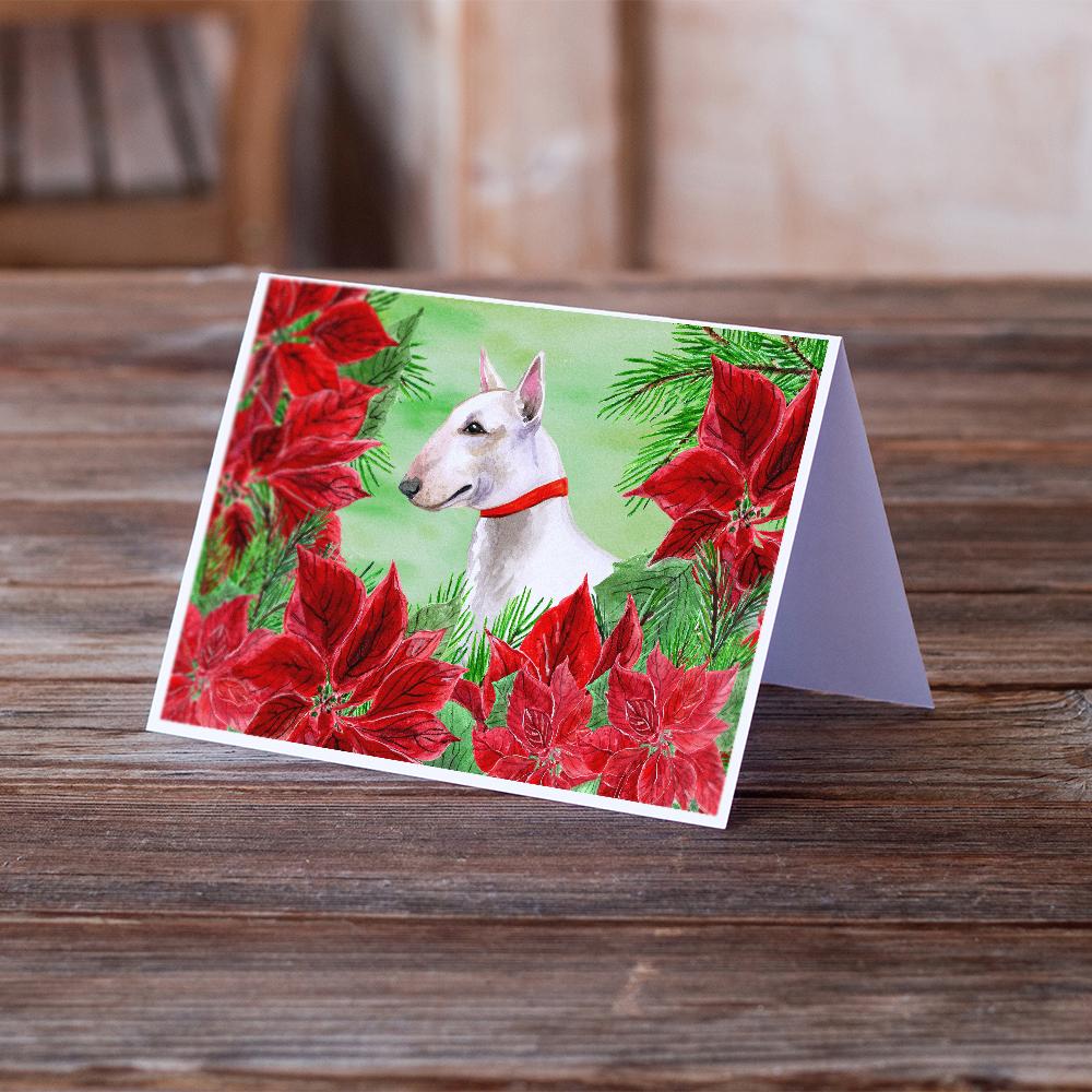 Buy this Bull Terrier Poinsettas Greeting Cards and Envelopes Pack of 8