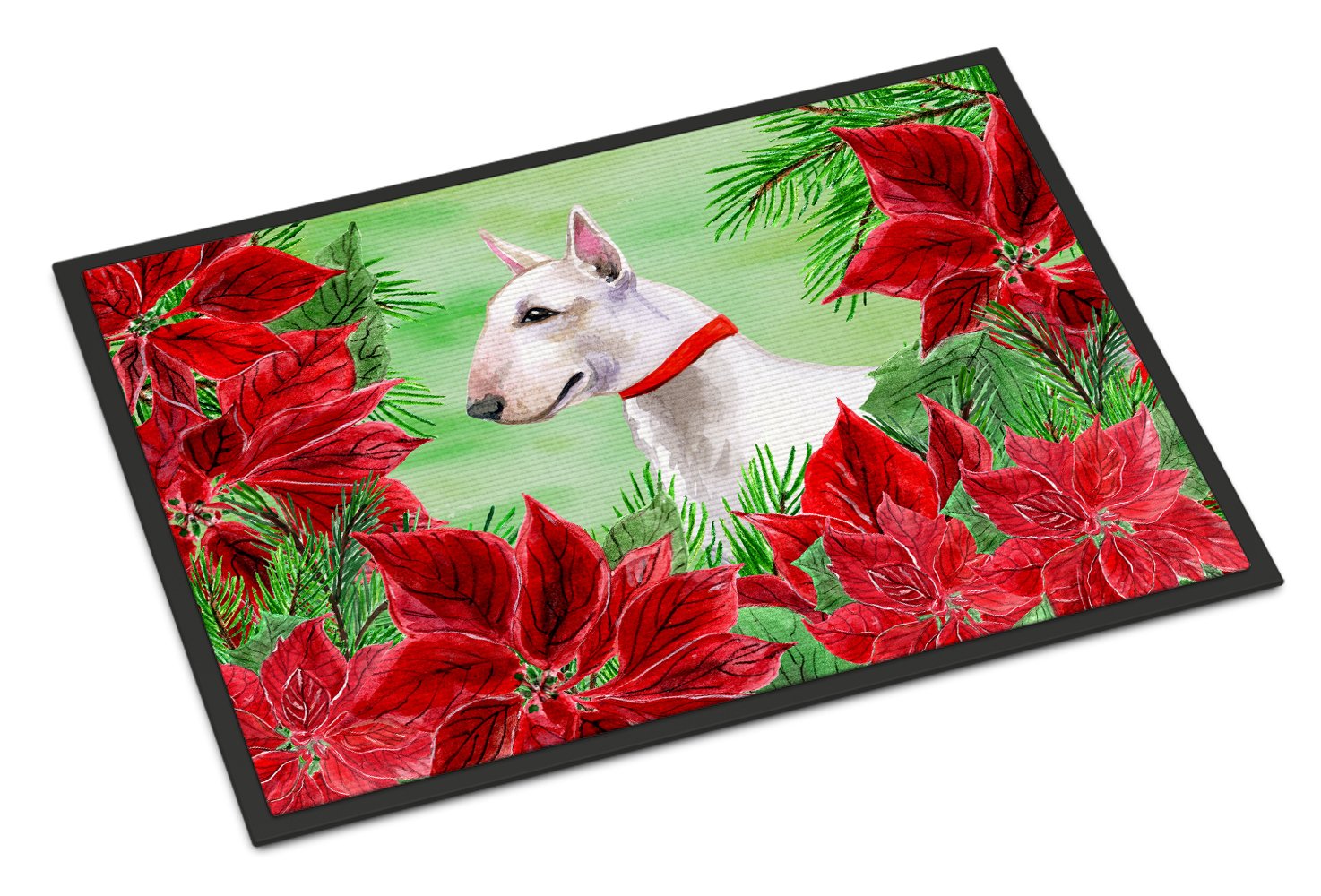 Bull Terrier Poinsettas Indoor or Outdoor Mat 24x36 CK1341JMAT by Caroline's Treasures