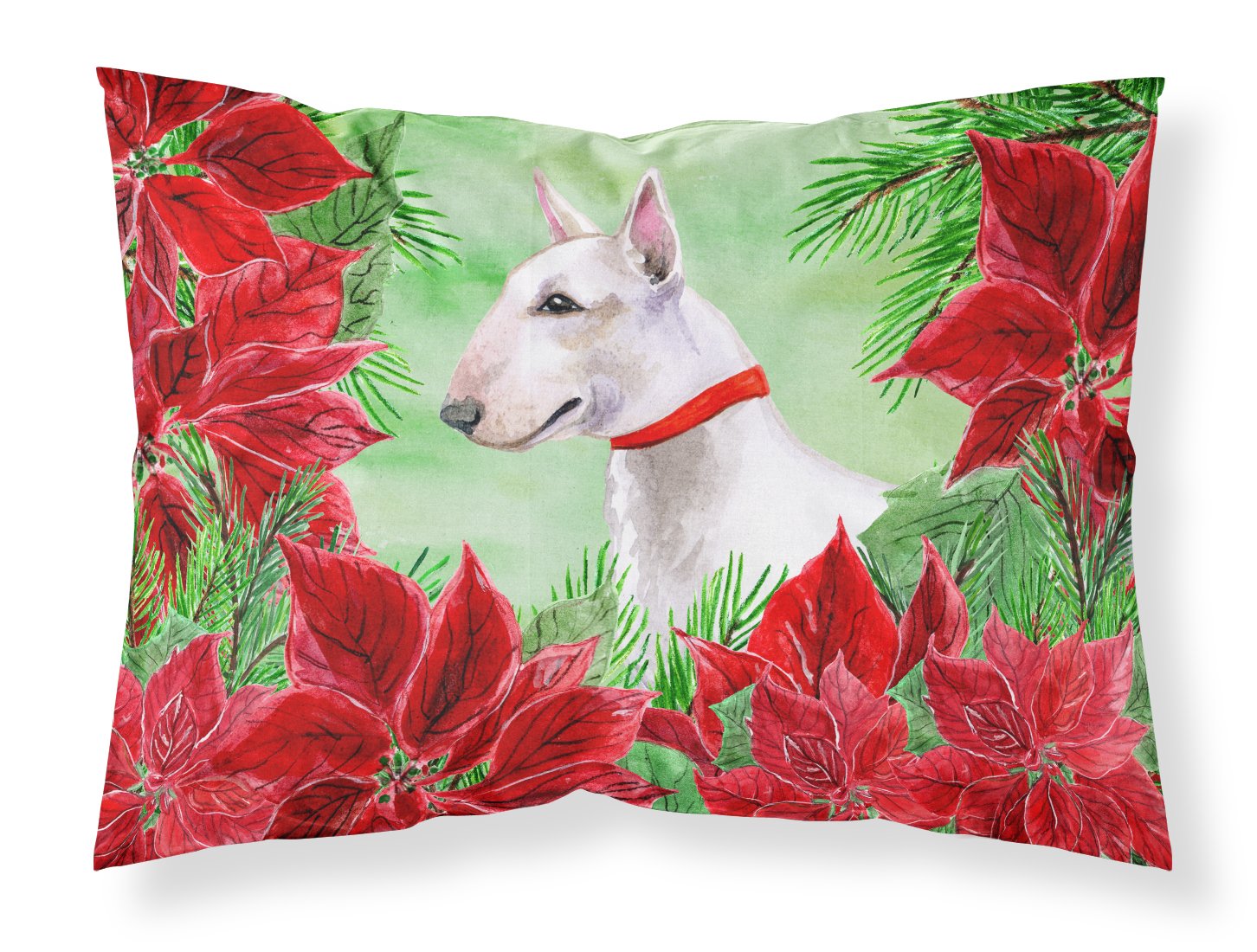 Bull Terrier Poinsettas Fabric Standard Pillowcase CK1341PILLOWCASE by Caroline's Treasures