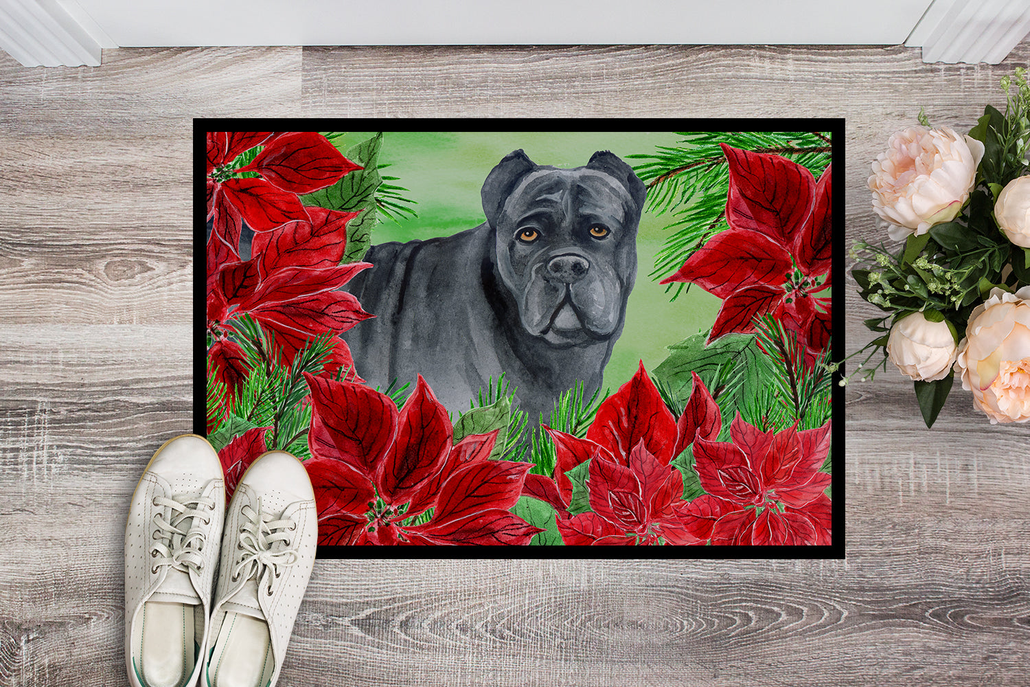 Cane Corso Poinsettas Indoor or Outdoor Mat 18x27 CK1342MAT - the-store.com