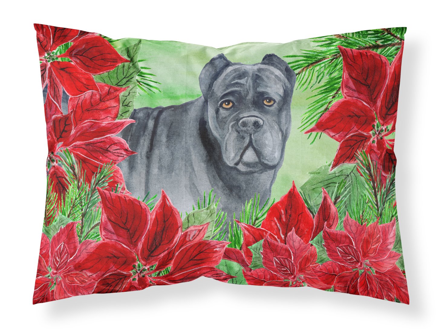 Cane Corso Poinsettas Fabric Standard Pillowcase CK1342PILLOWCASE by Caroline's Treasures