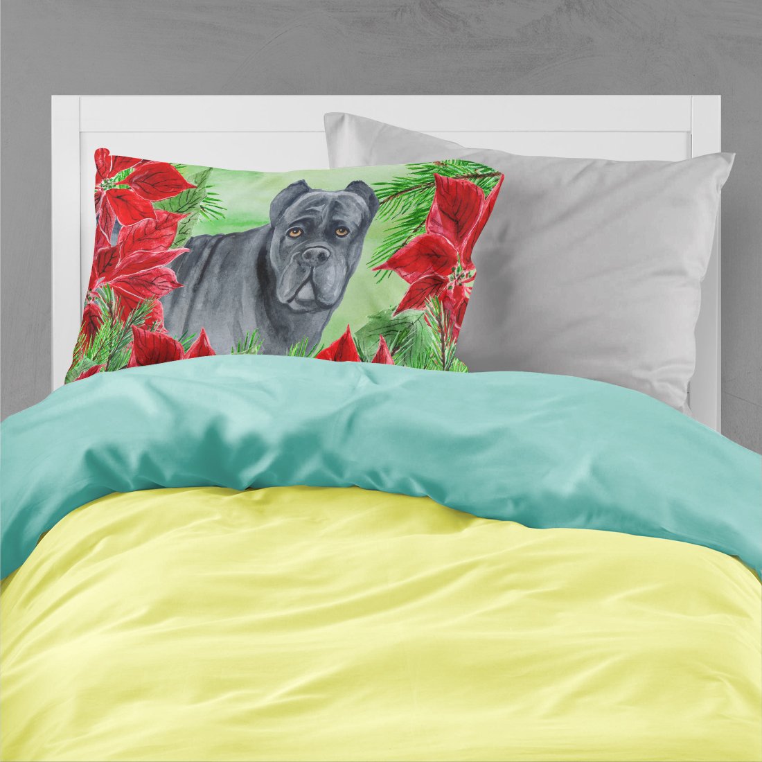 Cane Corso Poinsettas Fabric Standard Pillowcase CK1342PILLOWCASE by Caroline's Treasures