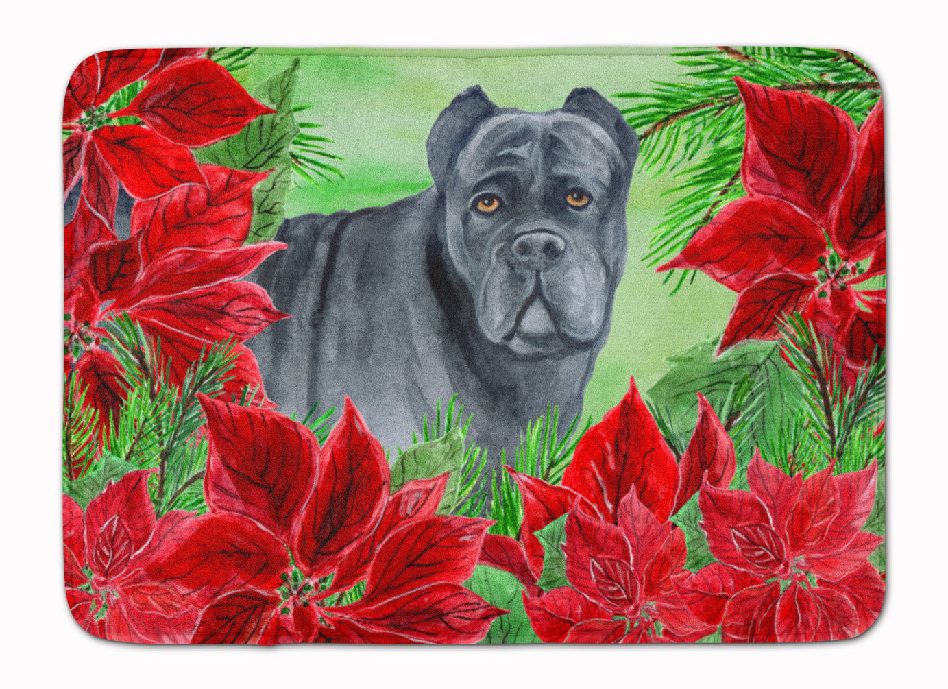 Cane Corso Poinsettas Machine Washable Memory Foam Mat CK1342RUG - the-store.com