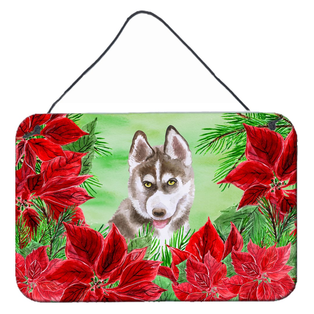 Siberian Husky Grey Poinsettas Wall or Door Hanging Prints CK1344DS812 by Caroline's Treasures