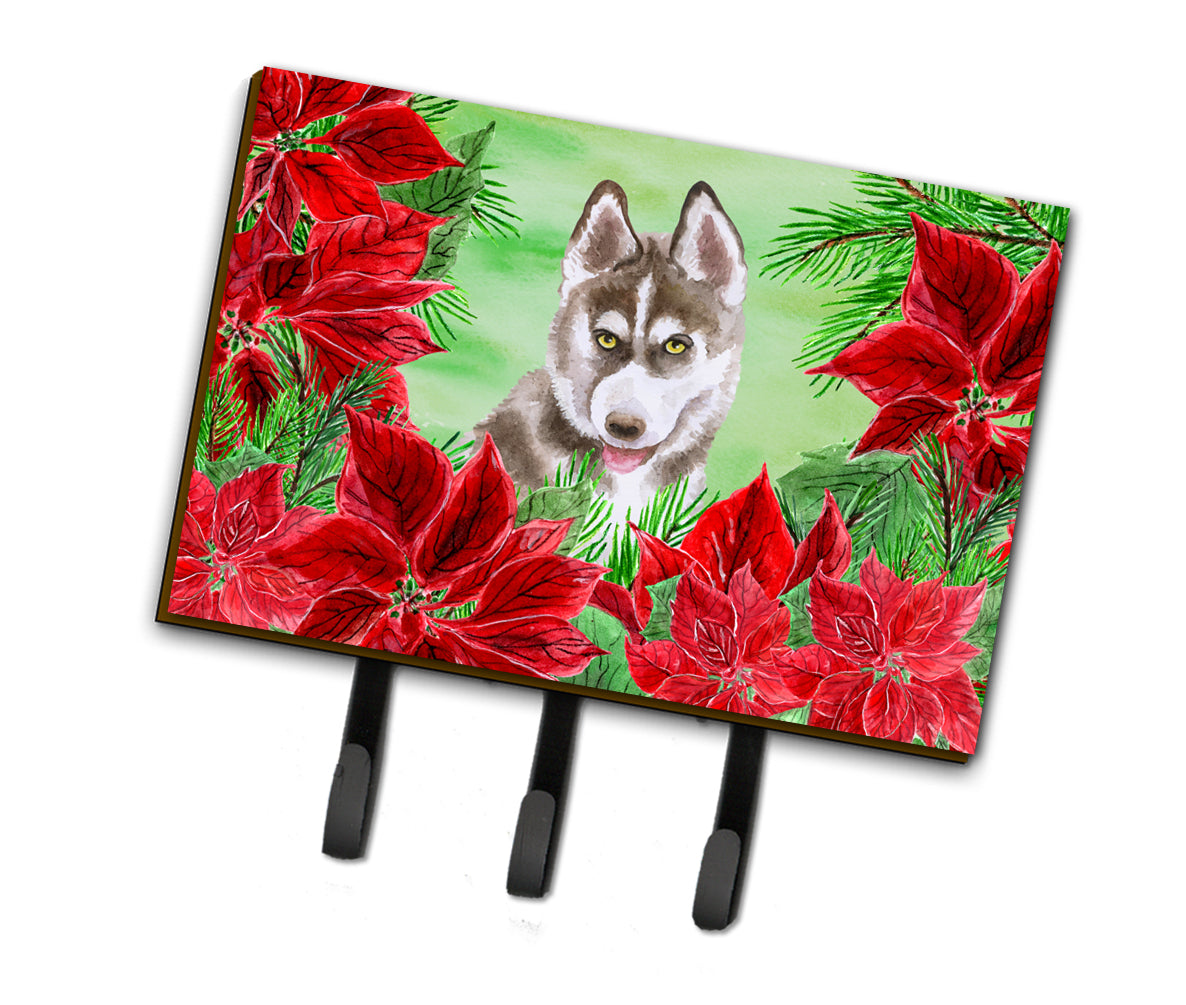 Siberian Husky Grey Poinsettas Leash or Key Holder CK1344TH68  the-store.com.