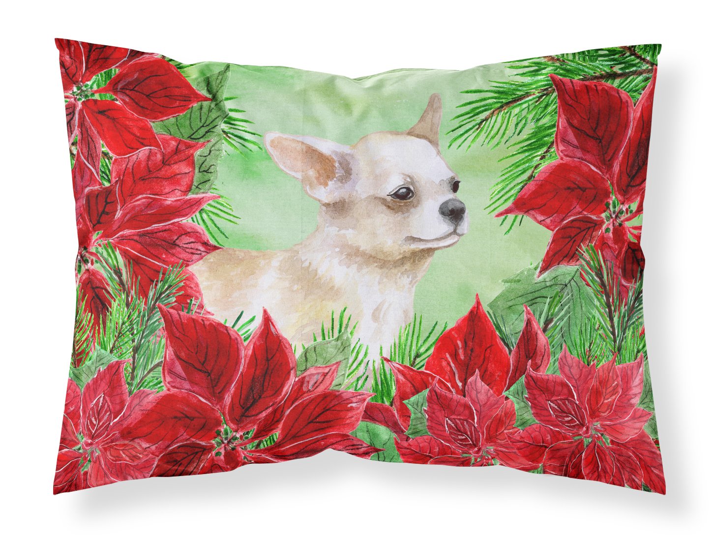 Chihuahua Leg up Poinsettas Fabric Standard Pillowcase CK1345PILLOWCASE by Caroline's Treasures