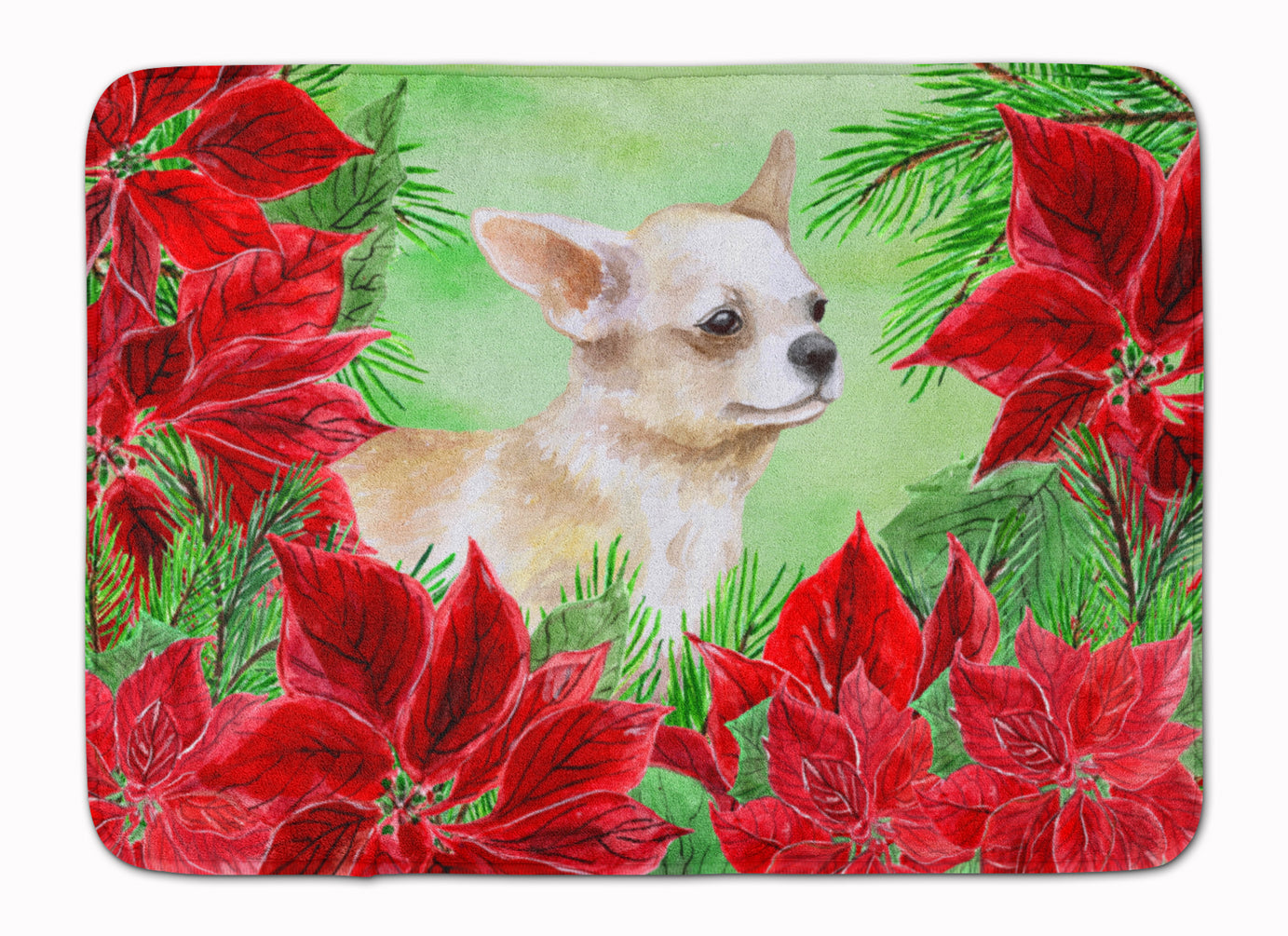 Chihuahua Leg up Poinsettas Machine Washable Memory Foam Mat CK1345RUG - the-store.com