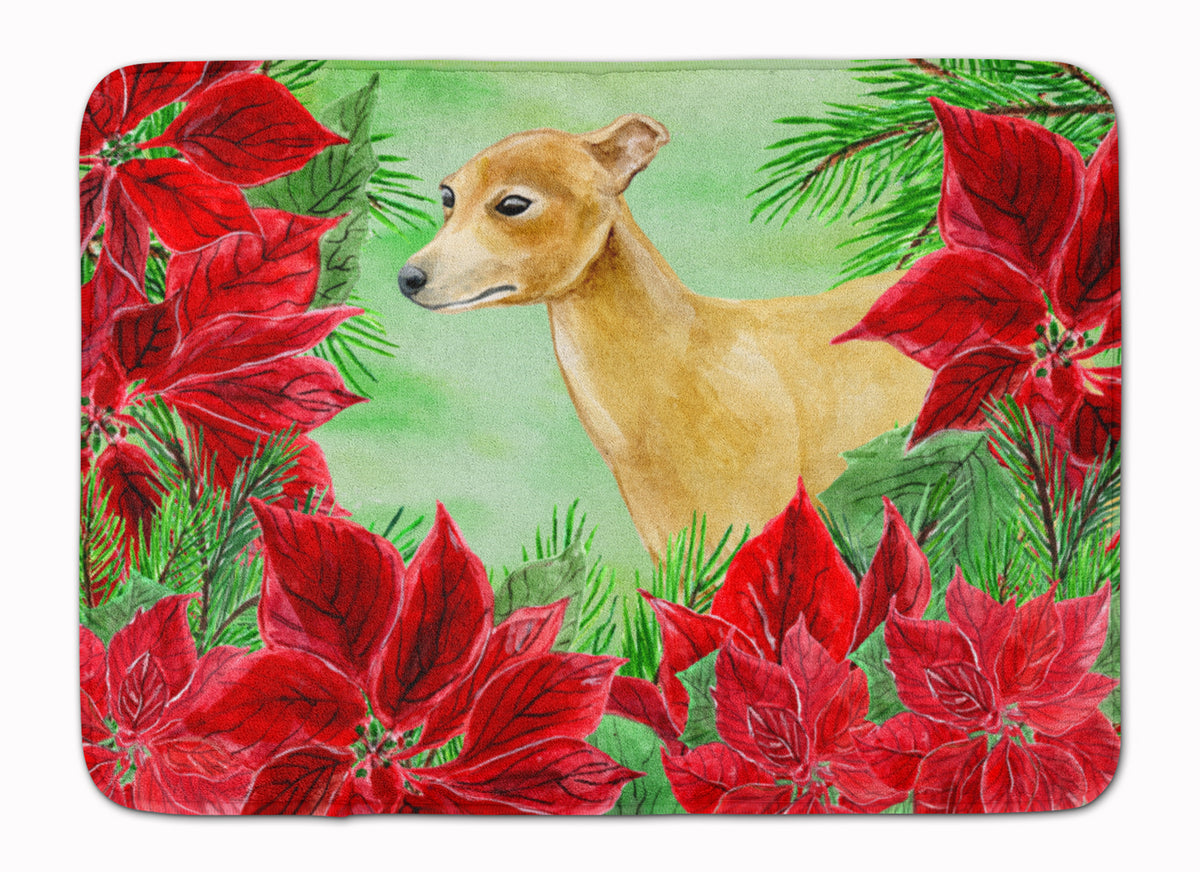 Italian Greyhound Poinsettas Machine Washable Memory Foam Mat CK1346RUG - the-store.com