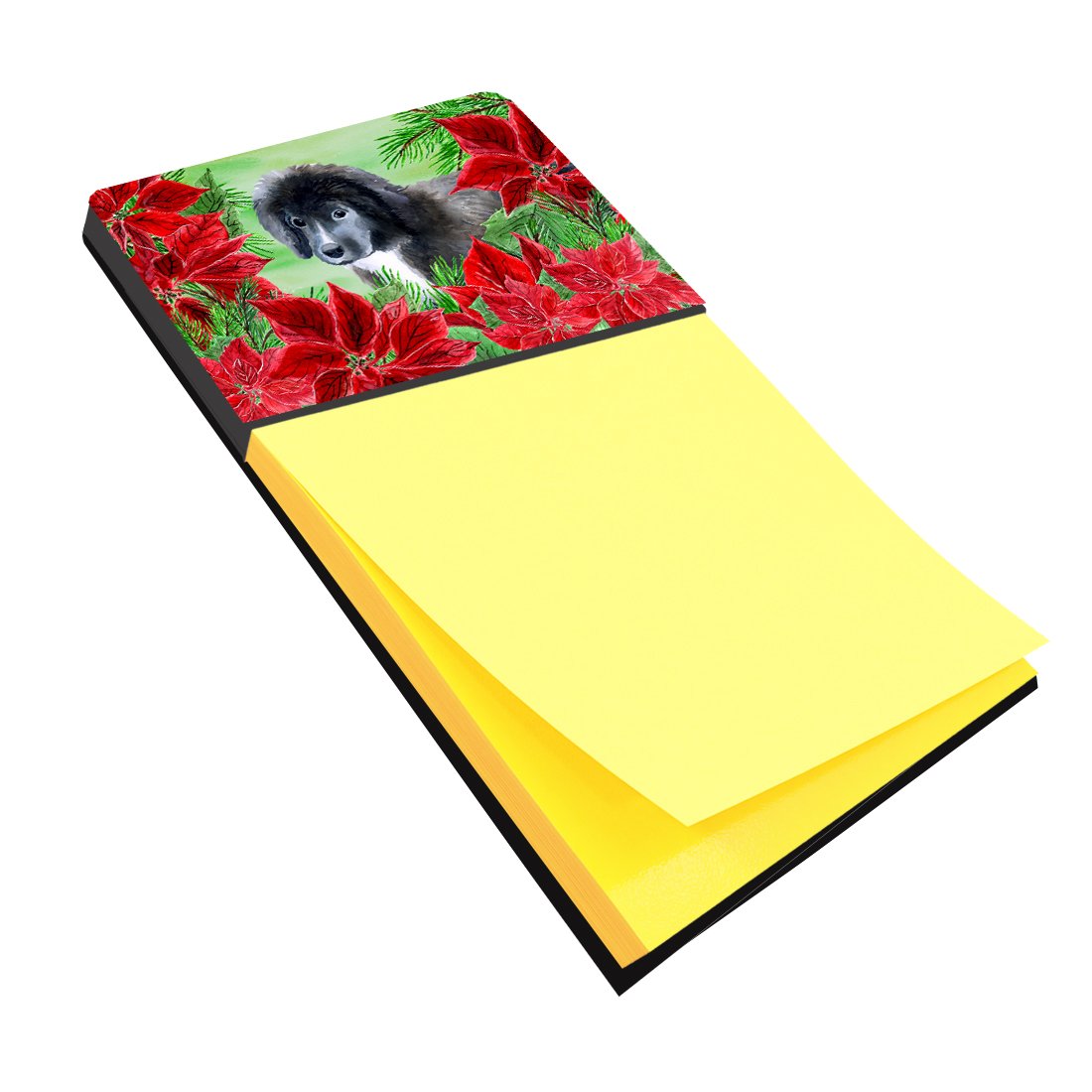 Newfoundland Puppy Poinsettas Sticky Note Holder CK1347SN by Caroline&#39;s Treasures