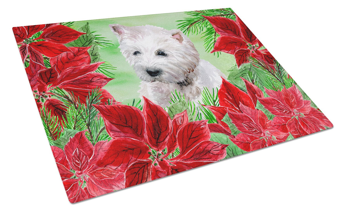 Westie Poinsettas Glass Cutting Board Large CK1349LCB by Caroline&#39;s Treasures