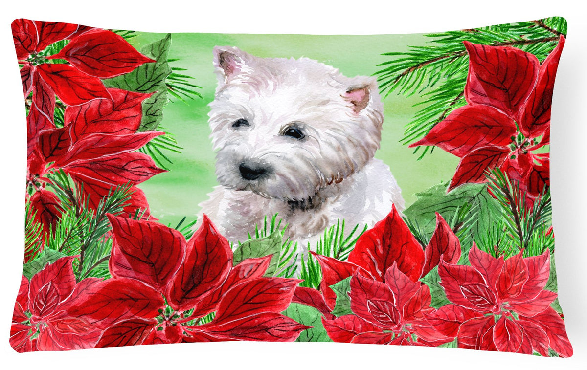 Westie Poinsettas Canvas Fabric Decorative Pillow CK1349PW1216 by Caroline&#39;s Treasures