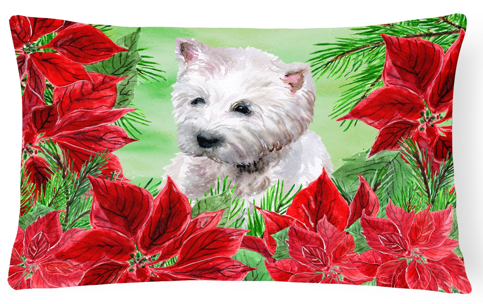 Westie Poinsettas Canvas Fabric Decorative Pillow CK1349PW1216 by Caroline's Treasures