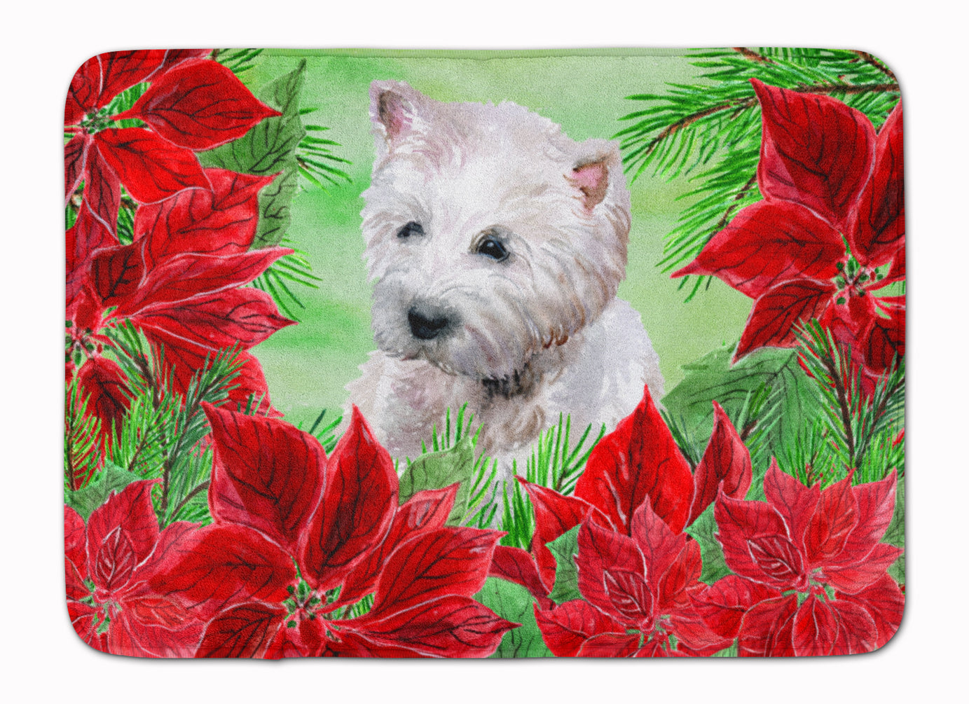 Westie Poinsettas Machine Washable Memory Foam Mat CK1349RUG - the-store.com