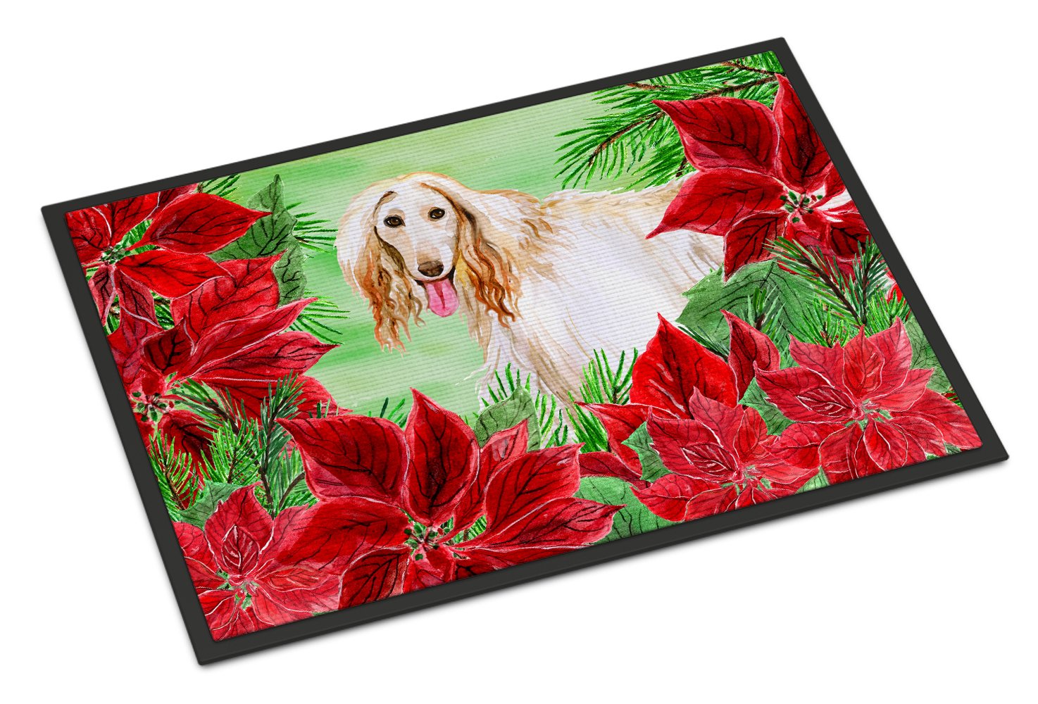 Afghan Hound Poinsettas Indoor or Outdoor Mat 24x36 CK1350JMAT by Caroline's Treasures