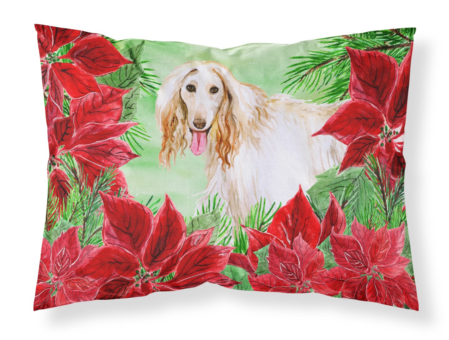 Afghan Hound Poinsettas Fabric Standard Pillowcase CK1350PILLOWCASE by Caroline's Treasures