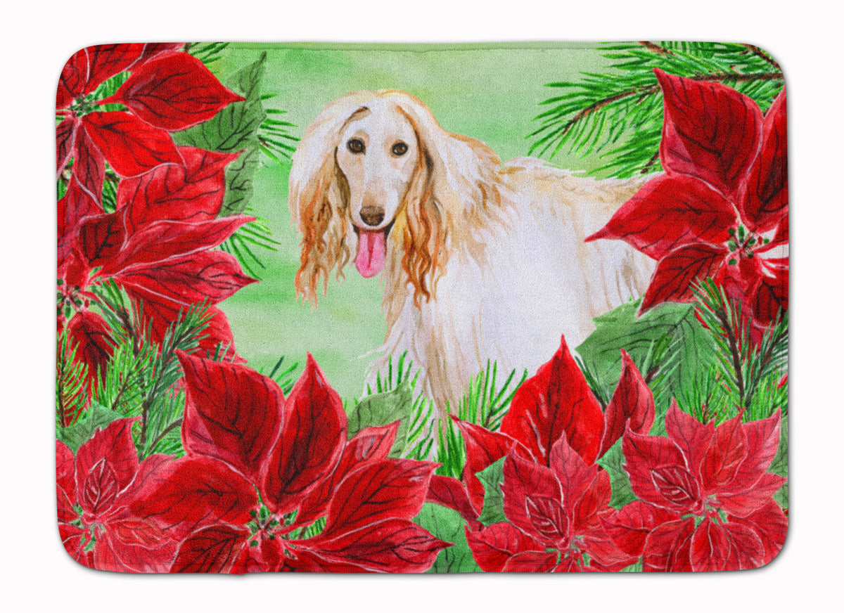 Afghan Hound Poinsettas Machine Washable Memory Foam Mat CK1350RUG - the-store.com